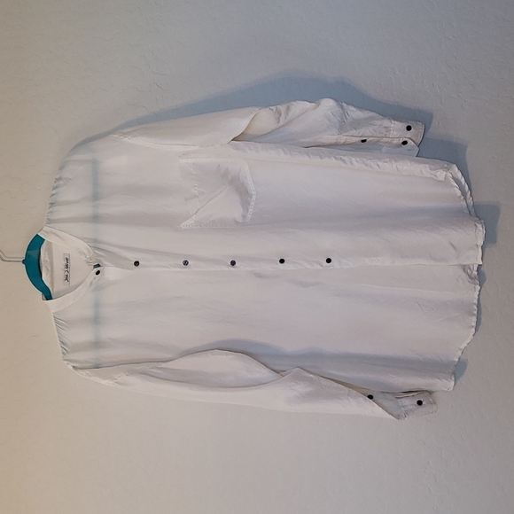 Jos. J. Oliver Vintage Ivory Collarless Silk 1990's Button Blouse Size Large - Picture 3 of 8